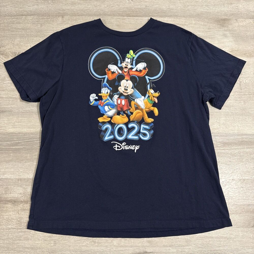 Mickey Mouse Shirt Disney 2025 Donald Duck Goofy Pluto Men’s Blue XL Tee